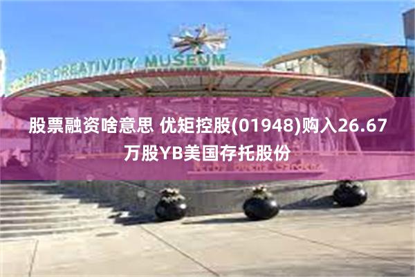 股票融资啥意思 优矩控股(01948)购入26.67万股YB美国存托股份